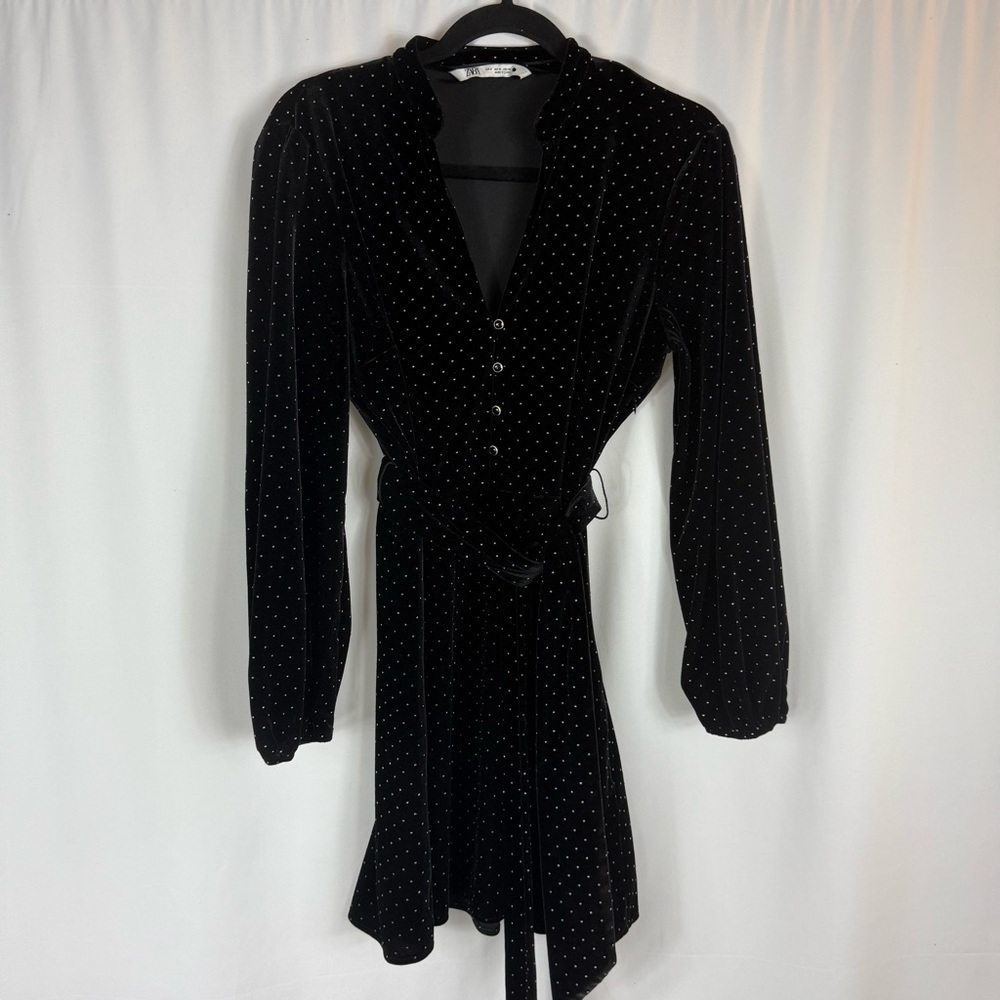 ZARA Velvet & Gold Studded Dress
- Size:M  with gold metal grommets - Picture 3 of 12